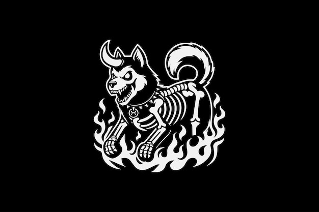 un dibujo en blanco y negro de un perro con una cola que dice lobo