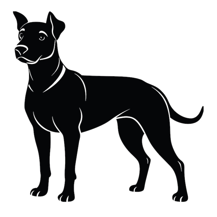 Vector un dibujo en blanco y negro de un perro con un collar en él