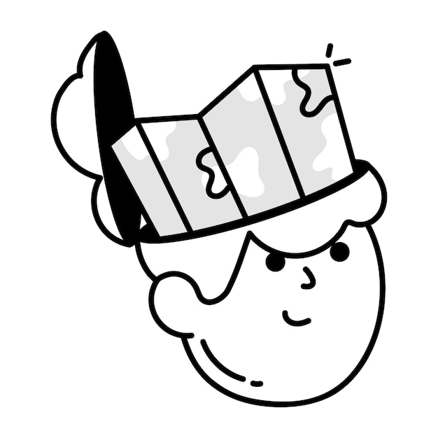 un dibujo en blanco y negro de una persona que lleva un sombrero con el número 2 en él