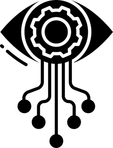 un dibujo en blanco y negro de una pieza de metal con un ojo en él