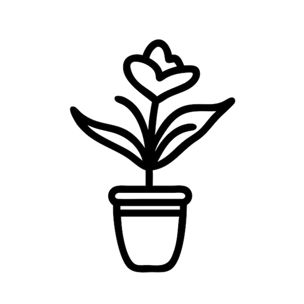 un dibujo en blanco y negro de una planta en maceta con una flor en ella