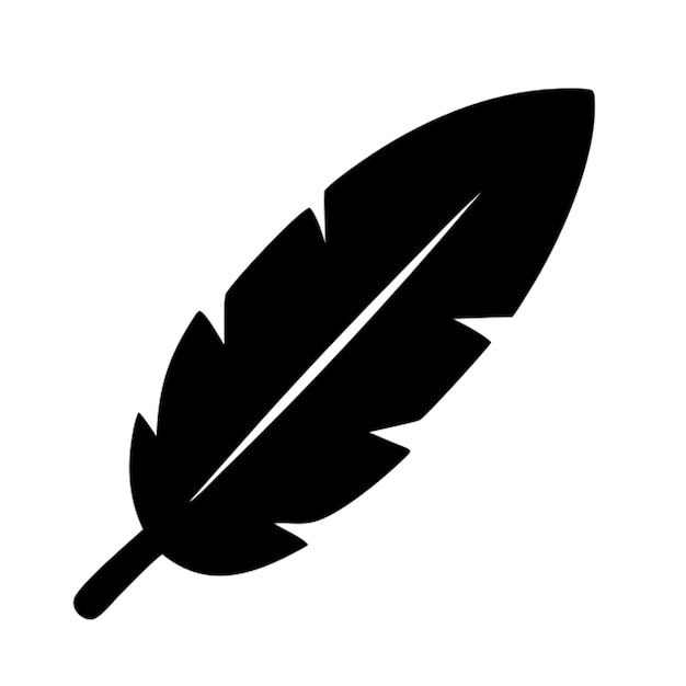 un dibujo en blanco y negro de una pluma con un contorno negro