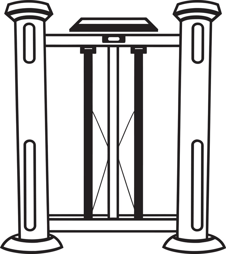 Vector un dibujo en blanco y negro de una puerta con una ventana y un marco con el número 4 en él