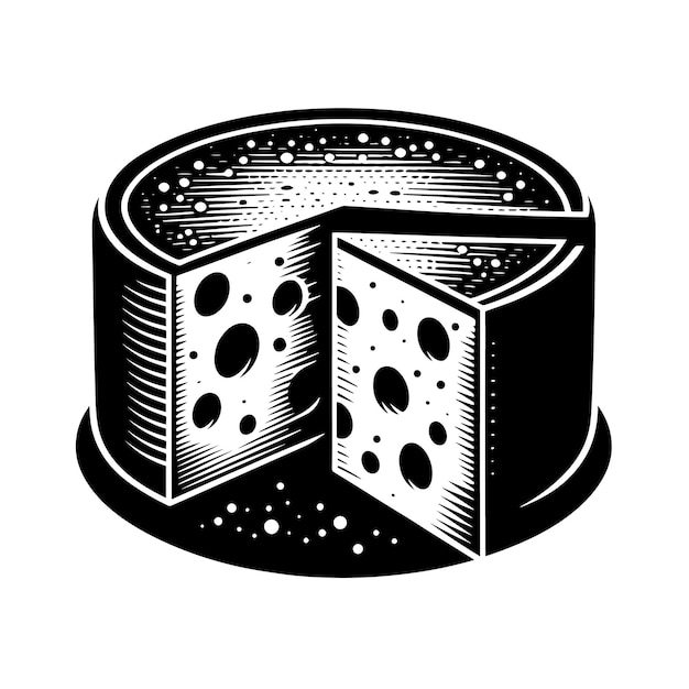 Vector un dibujo en blanco y negro de un queso con las palabras queso en él