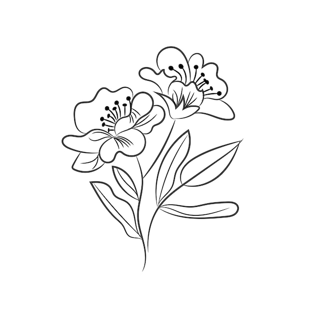 Dibujo en blanco y negro de un ramo de flores