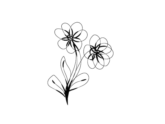 Dibujo en blanco y negro de un ramo de flores