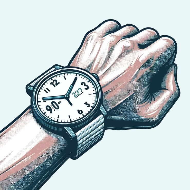 Vector un dibujo en blanco y negro de un reloj con la palabra reloj en él