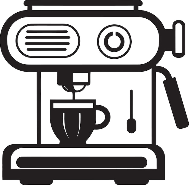 un dibujo en blanco y negro de un robot con una taza de café en el medio