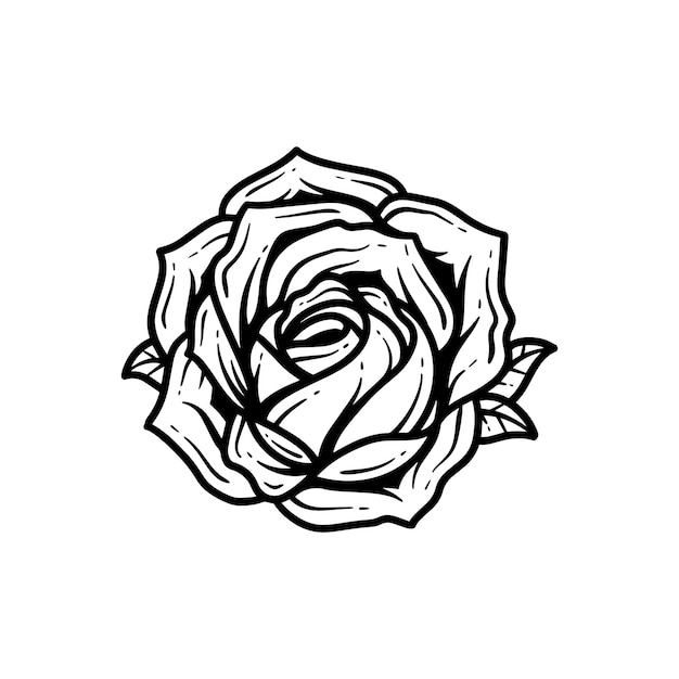 Un dibujo en blanco y negro de una rosa.