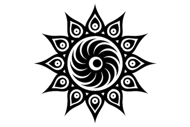 un dibujo en blanco y negro de un sol con un diseño que dice todos los ojos