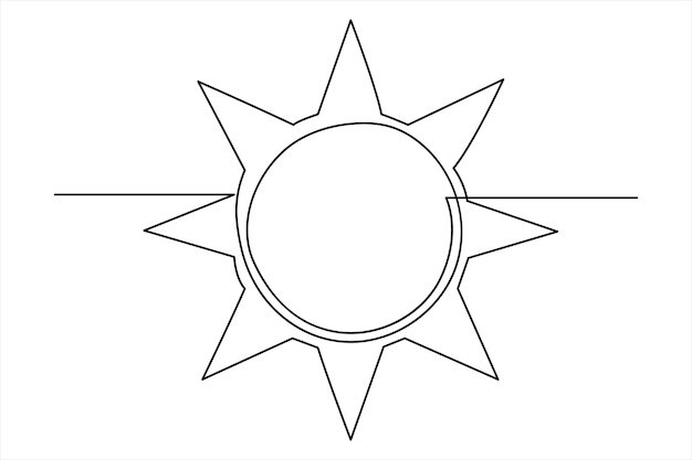 un dibujo en blanco y negro de un sol con una estrella en él