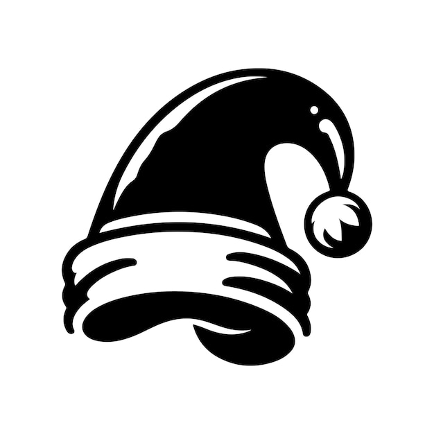 un dibujo en blanco y negro de un sombrero de Santa