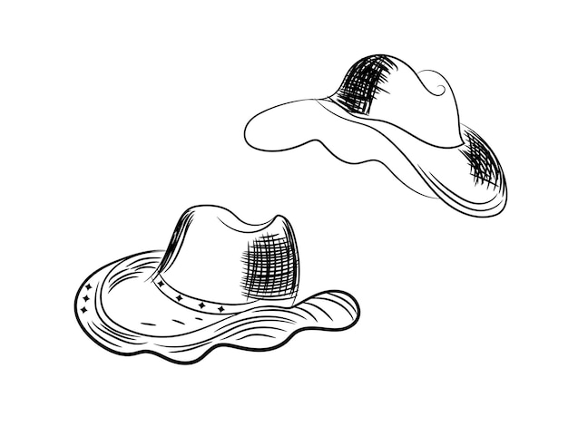 un dibujo en blanco y negro de un sombrero y un sombreiro