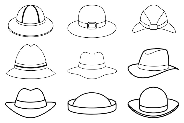 un dibujo en blanco y negro de sombreros con una banda en él