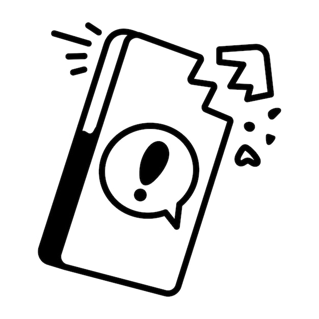 un dibujo en blanco y negro de un teléfono con una burbuja en él