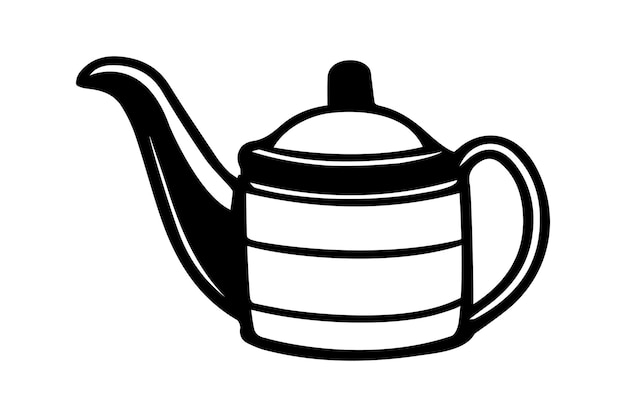 un dibujo en blanco y negro de una tetera con una tapa que dice que la tetera está dibujada