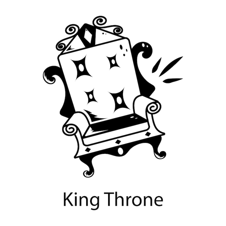 Vector un dibujo en blanco y negro de un trono con una corona en él