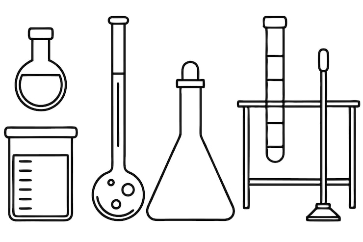 Vector un dibujo en blanco y negro de un tubo de ensayo y un tubo de ensaio
