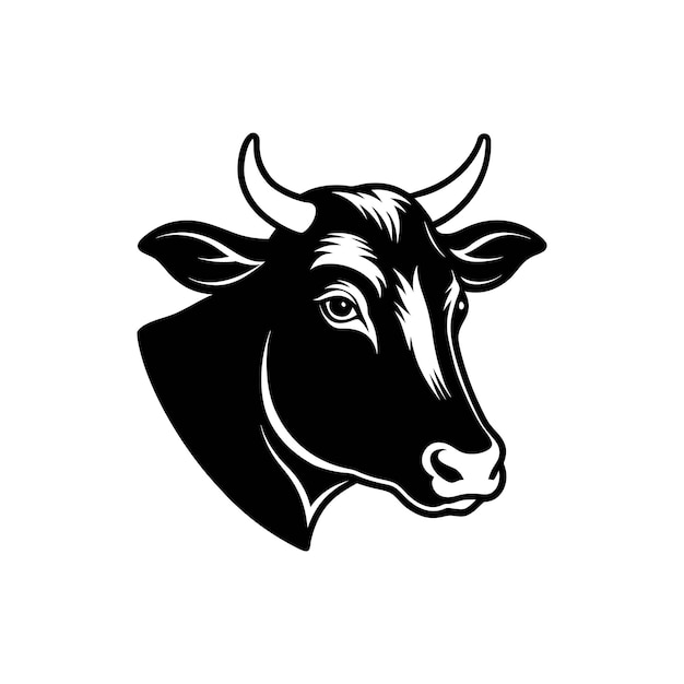 un dibujo en blanco y negro de una vaca con una cara negra
