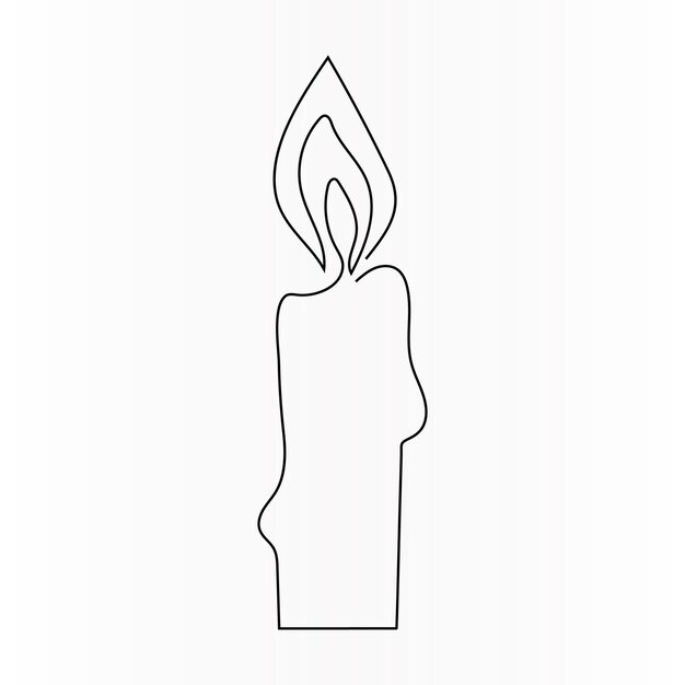 un dibujo en blanco y negro de una vela que tiene una llama en ella