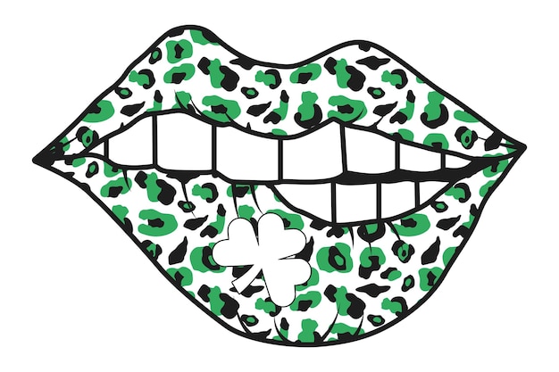 un dibujo de una boca con encías verdes y negras en ella