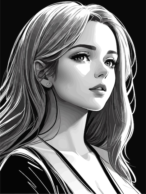 Vector dibujo boceto arte de hermosa mujer joven dibujo a mano ilustración arte manga boceto cómico