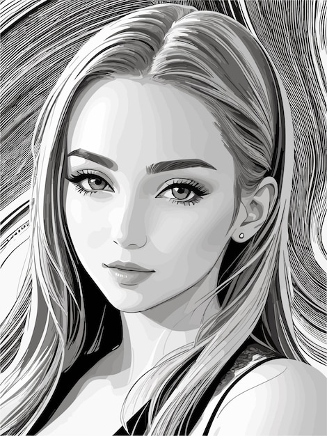 Vector dibujo boceto arte de hermosa mujer joven dibujo a mano ilustración arte manga boceto cómico