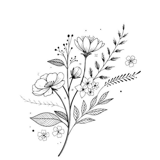 Dibujo de boceto gráfico botánico mínimo