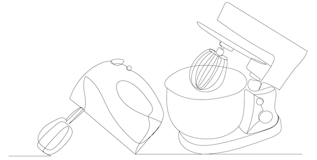 Dibujo de boceto de mezcladores por un vector de línea continua aislado
