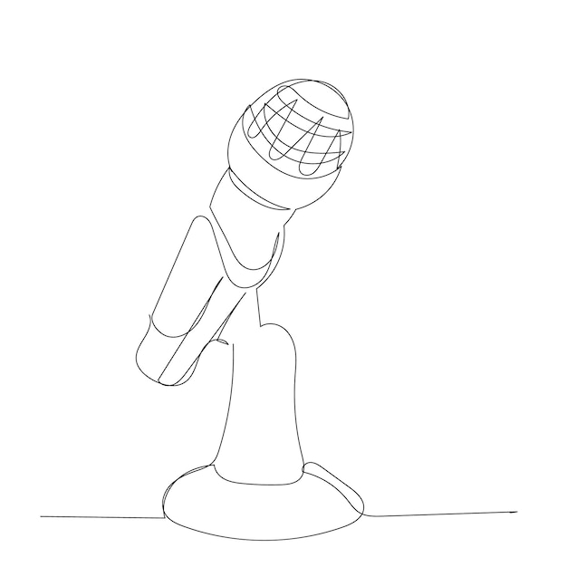 Dibujo con un boceto de micrófono de línea continua