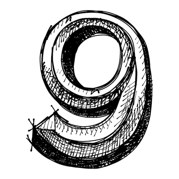 Dibujo de boceto negro de números