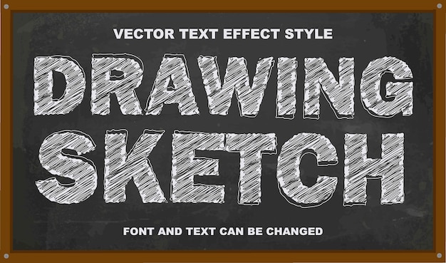 Vector dibujo boceto pizarra estilo tiza tipografía efecto de texto editable diseño de plantilla de estilo de fuente