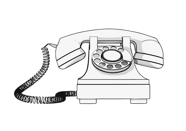 Dibujo boceto vector teléfono vintage