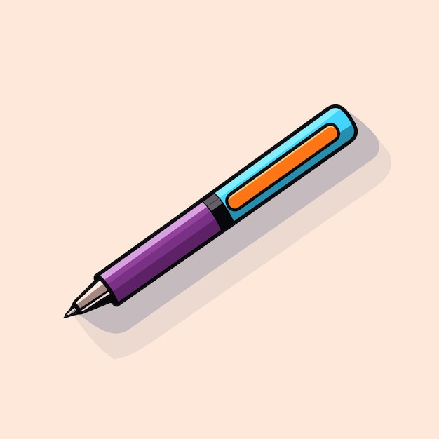 Vector un dibujo de un bolígrafo azul con un bolígrafo morado.