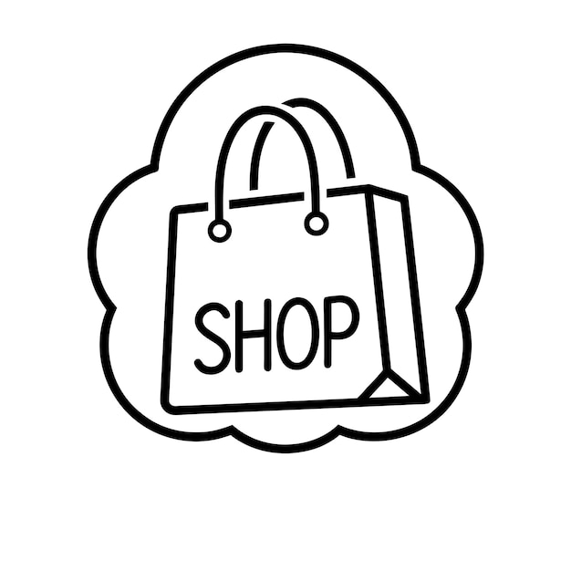 un dibujo de una bolsa que dice tienda en él