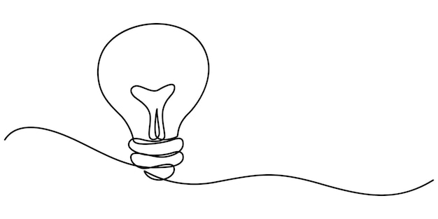 Dibujo de una bombilla eléctrica con línea continua