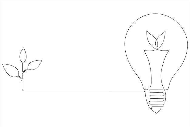 un dibujo de una bombilla con una planta que crece fuera de ella