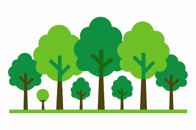 un dibujo de un bosque con árboles y un fondo blanco
