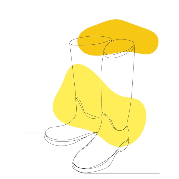 Dibujo de botas de goma por un vector de línea continua