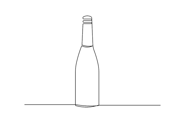 un dibujo de una botella de alcohol sobre un fondo blanco