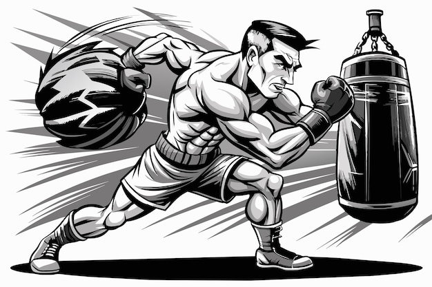 un dibujo de un boxeador con un guante de boxeo en él