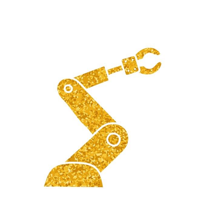 Vector dibujo del brazo robótico en estilo de color dorado
