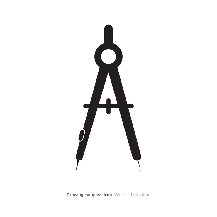 Vector dibujo de la brújula icona herramienta de diseño arquitecto ingeniero ilustración vectorial