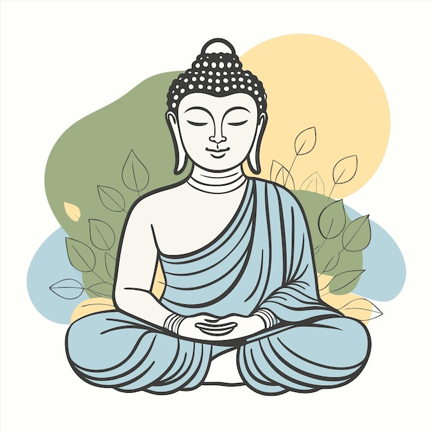 un dibujo de un Buda sentado en una posición de loto