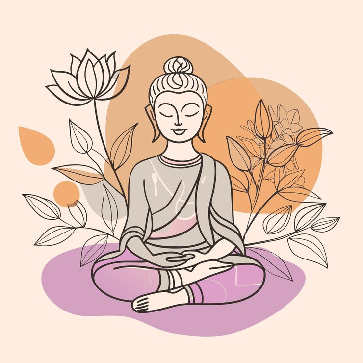 un dibujo de un Buda sentado en la posición del loto