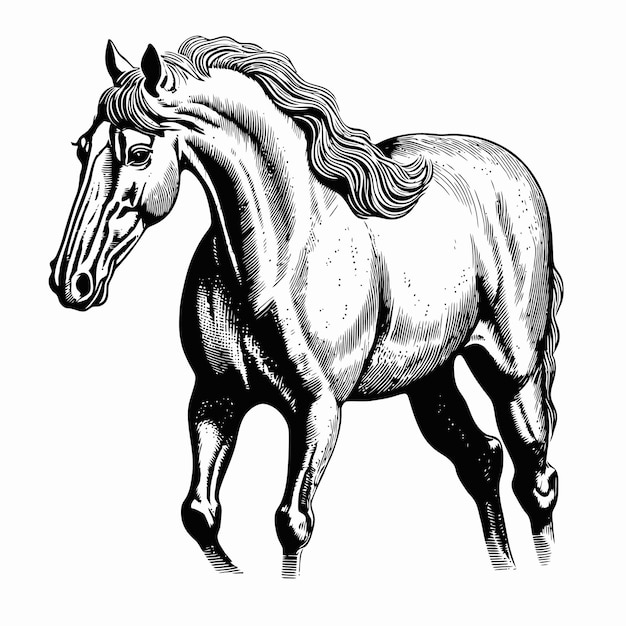 Vector dibujo de caballo ilustración dibujada a mano de un caballo