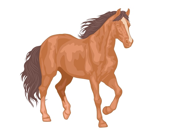 un dibujo de un caballo marrón con una melena marrón