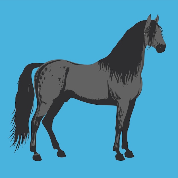 un dibujo de un caballo que tiene una melena marrón