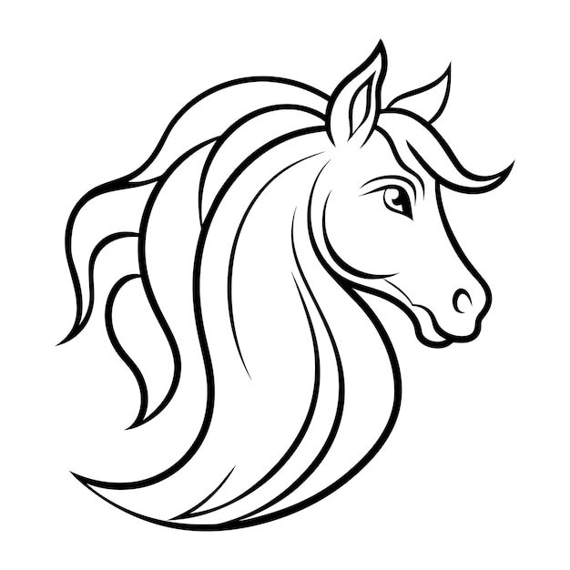 Dibujo de cabeza de caballo para niños Ilustración vectorial de actividad de coloreo