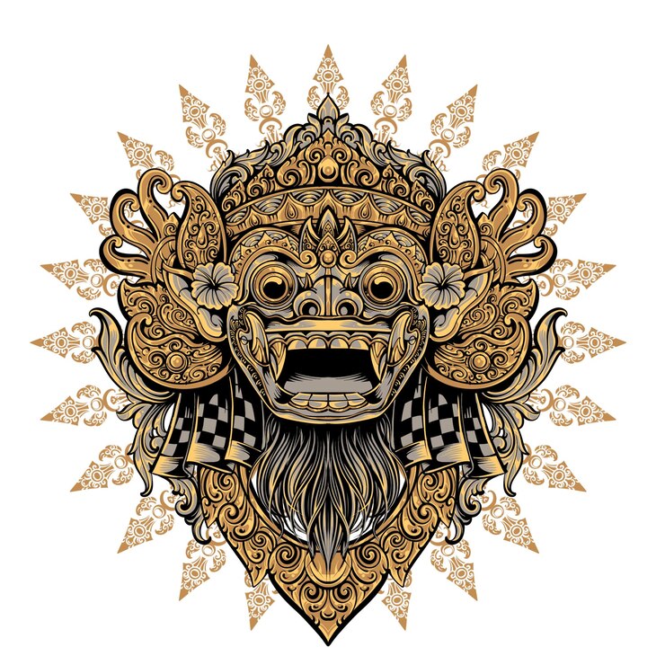 un dibujo de una cabeza de león con una cabeza grande y una gran corona de oro
